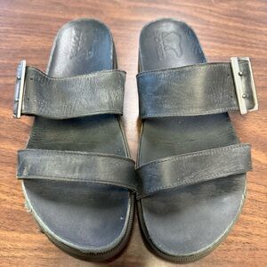 Sorel Leather Slide Sandals in Black - Size 9